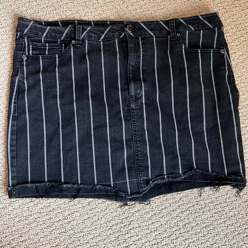 Tinsel striped black jean skirt